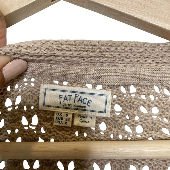 Fatface Womens Open Knitted Sweater Edge-Edge Cardigan Beige Open Front Size 2 - Picture 11 of 12